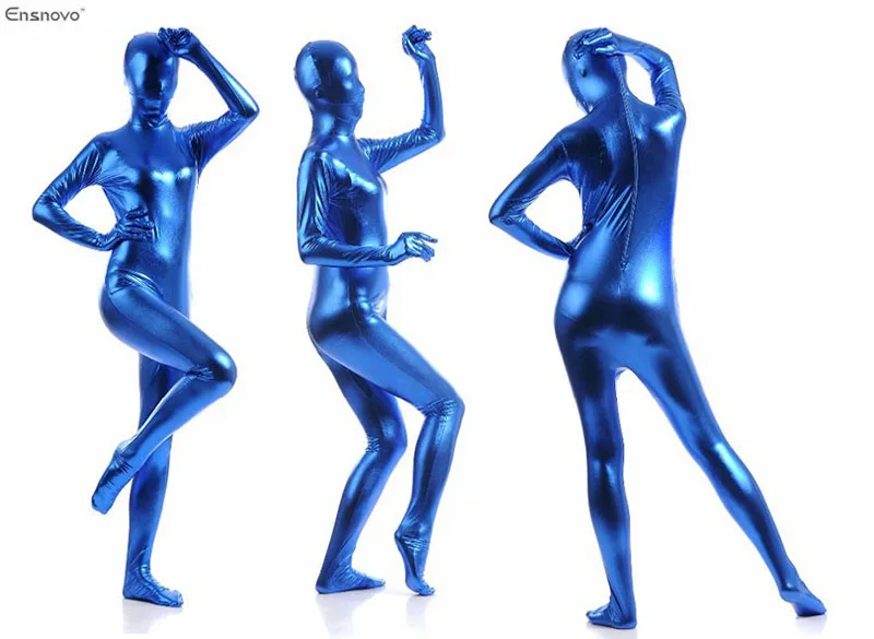 Ensnovo унисекс Zentai телесный полный костюм блестящий металлический Zentai костюм цельный Косплей Костюм мужской Wo мужской s комбинезон из лайкры