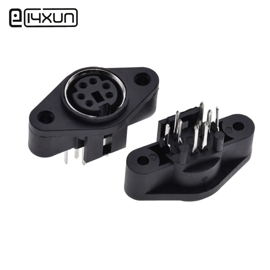 

2PCS/Lot MDC Socket DIN Jack Connector Mini PS2 6Pin 6P with Fixed Hole Mouse Keyboard S Terminal Connectors