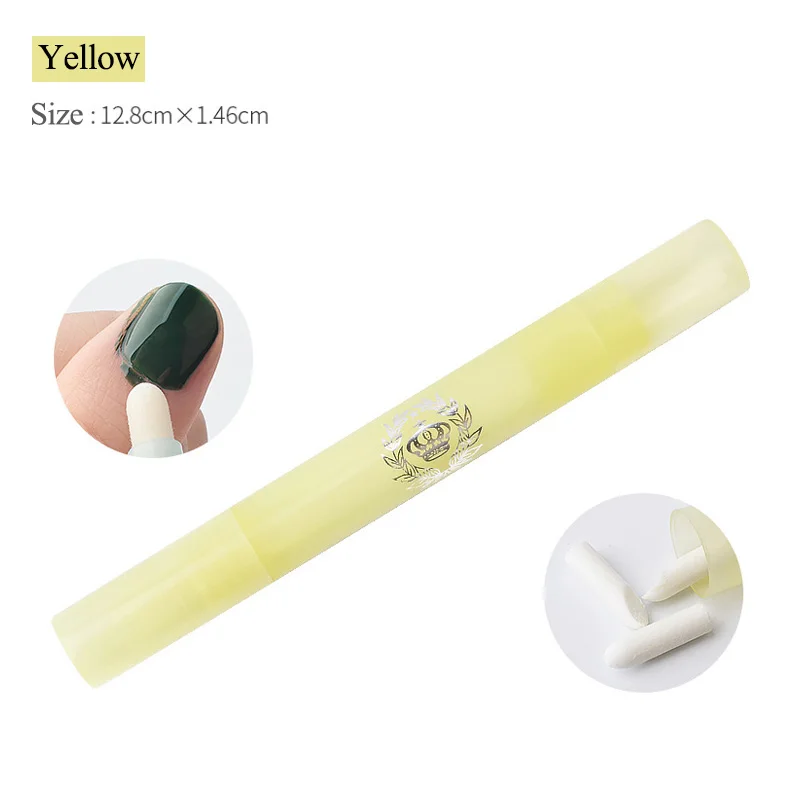 4 цвета, ручка для мытья ногтей, легко удаляет края, лак для ногтей, случайный цвет, перелив, с 3 сменными наконечниками, инструмент для чистки маникюра - Цвет: Yellow