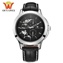 OUYAWEI Men Skeleton Mechanical Watch Black Automatic male Watches Luxury Top Brand Multifunction Watch Reloj Hombre 2017 OUYAWEI Men Skeleton Mechanical Watch Black Automatic male Watches Luxury Top Brand Multifunction Watch Reloj Hombre 2017