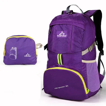 Большая емкость 30L водонепроницаемый нейлон Альпинизм bigpack дважды плечо путешествия рюкзак на молнии - Цвет: Фиолетовый