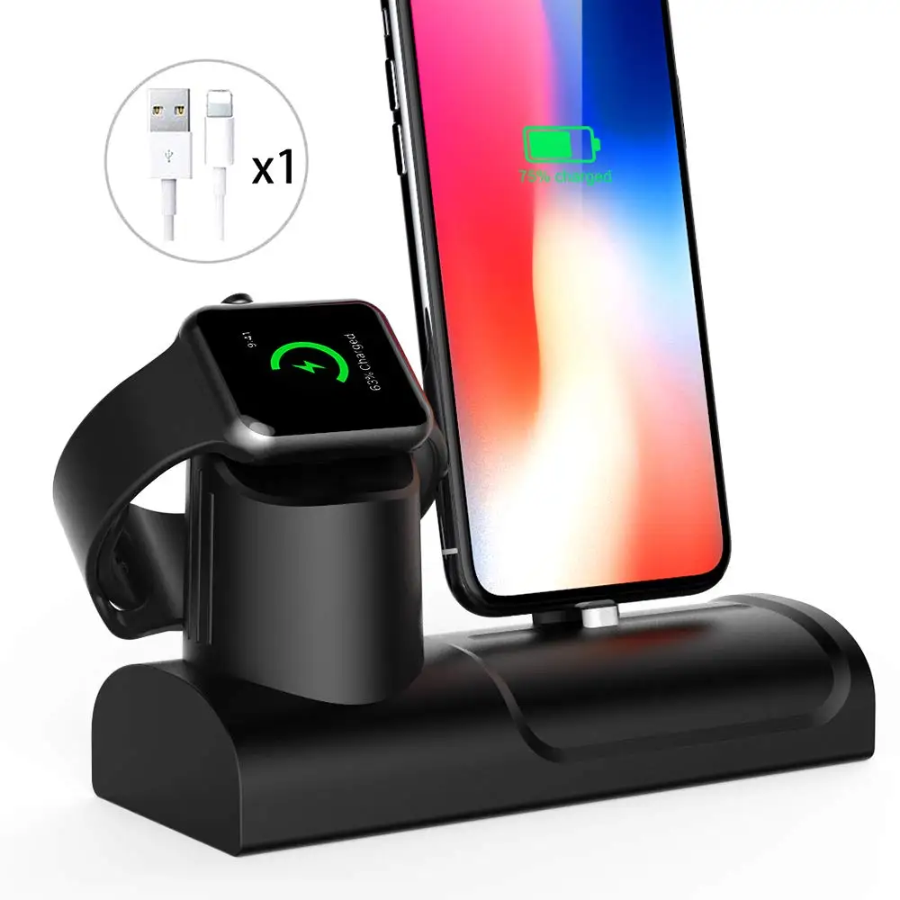 2 в 1 Зарядная подставка для Apple Watch 4/3/2 силиконовая зарядная док станция Iphone X/XS/8/7