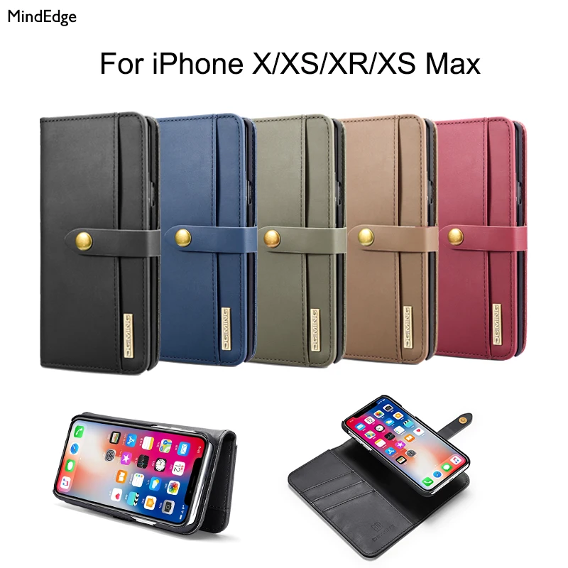New Magnetic Detachable Flip Case for iPhone XS Max XR Case Leather Luxury Brand Wallet 360 Degree Protection for iPhone XS Max