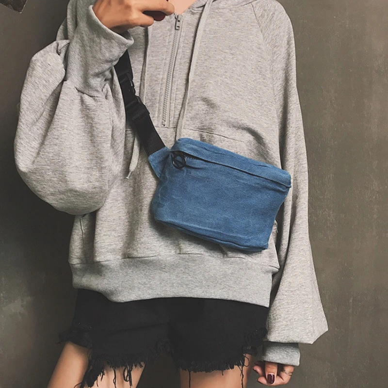 Youda Unisex Vintage Denim Brust Taschen Kleine Vintage Umhängetasche Handy Tasche Einfache Stil Kopfhörer Lagerung Beutel