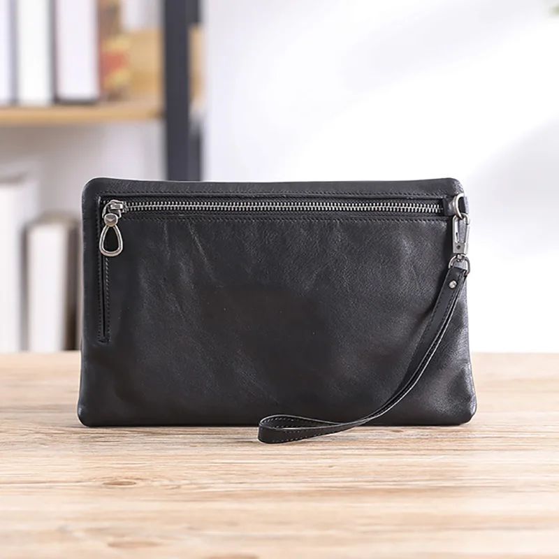 AETOO Men's leather soft leather hand-picked bag, business casual envelope bag, head leather men's hand bag