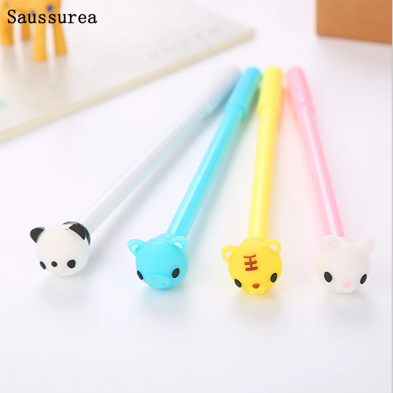 2pc Cartoon Pen Animal Modeling Gel Pen Creative Learning Full Needle Head Black Pen Student Office School Supplies Stationery