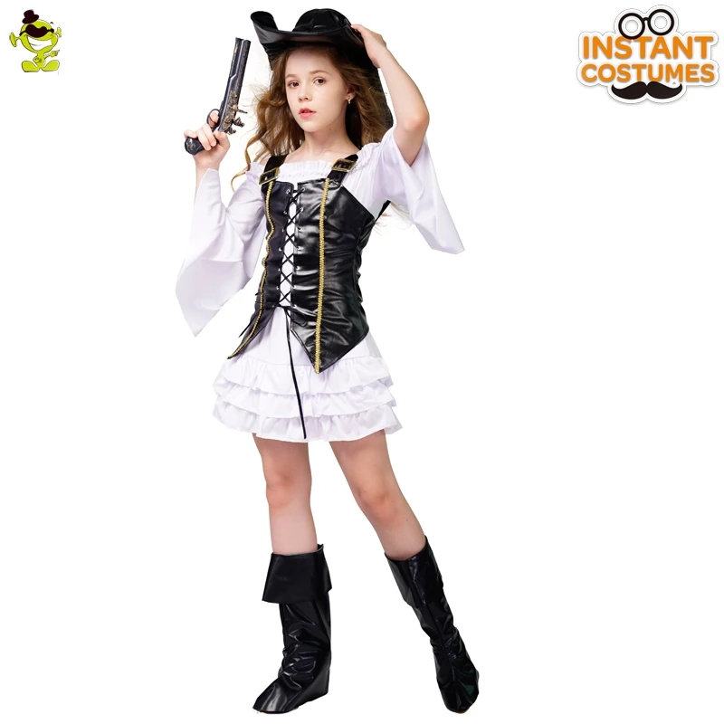 

Halloween Caribbean Pirate Captain Cosplay Deluxe Girl's Pirate Dress Costume for Children Girl Party Dress up Carnival