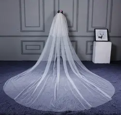 2019 элегантные однотонные женские свадебные вуали длиной 3 м 2 слоя с расческой бежевая вуаль для невесты с вырезами свадебная вуаль из тюля