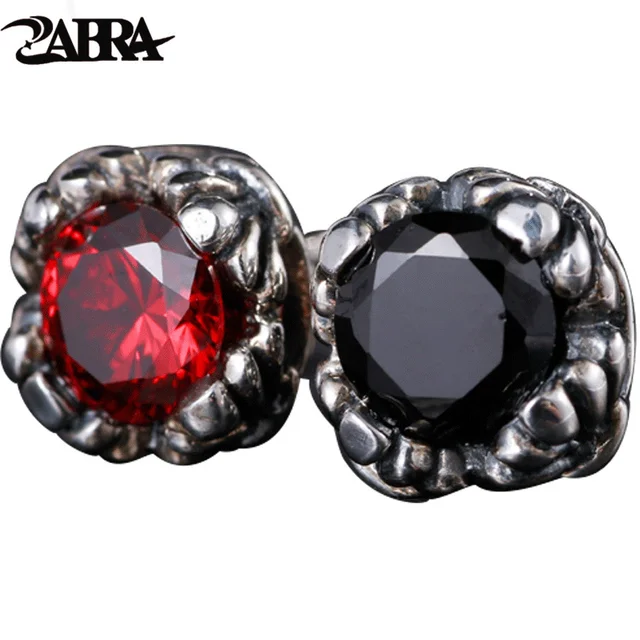 Zabra Rose Red Black Stone Korean Punk Rock Fashion Earring For Men Zabra Rose Red Black Stone Korean Punk Rock Fashion Earring For Men And Women Fine Jewelry