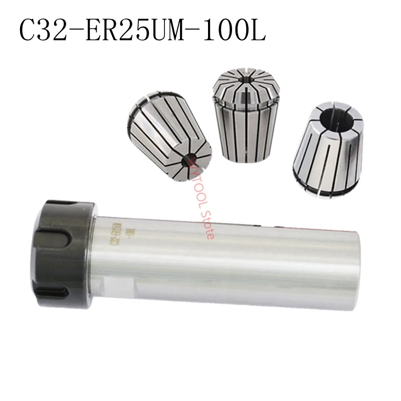 

1 set of C32-ER25UM-100L chuck holder extension rod / rod straight shank with chuck, ER25 16PCS for CNC milling