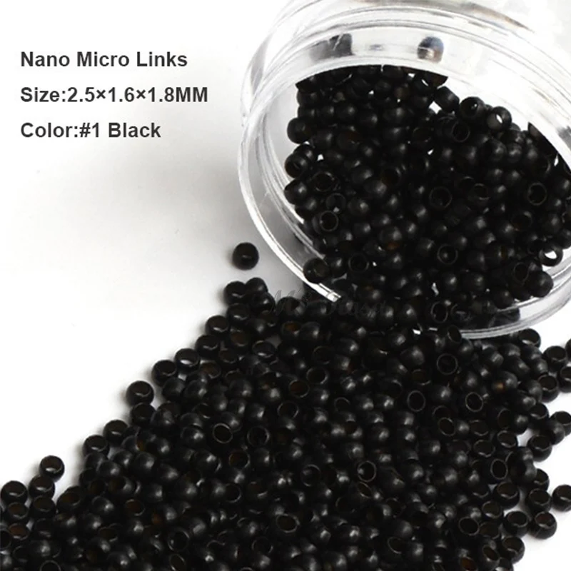 

Nano Ring 2.5*1.6*1.8MM 1000Pcs/Bottle #1 Nano Copper Micro Rings Nano Beads Black Hair Extension Accessories