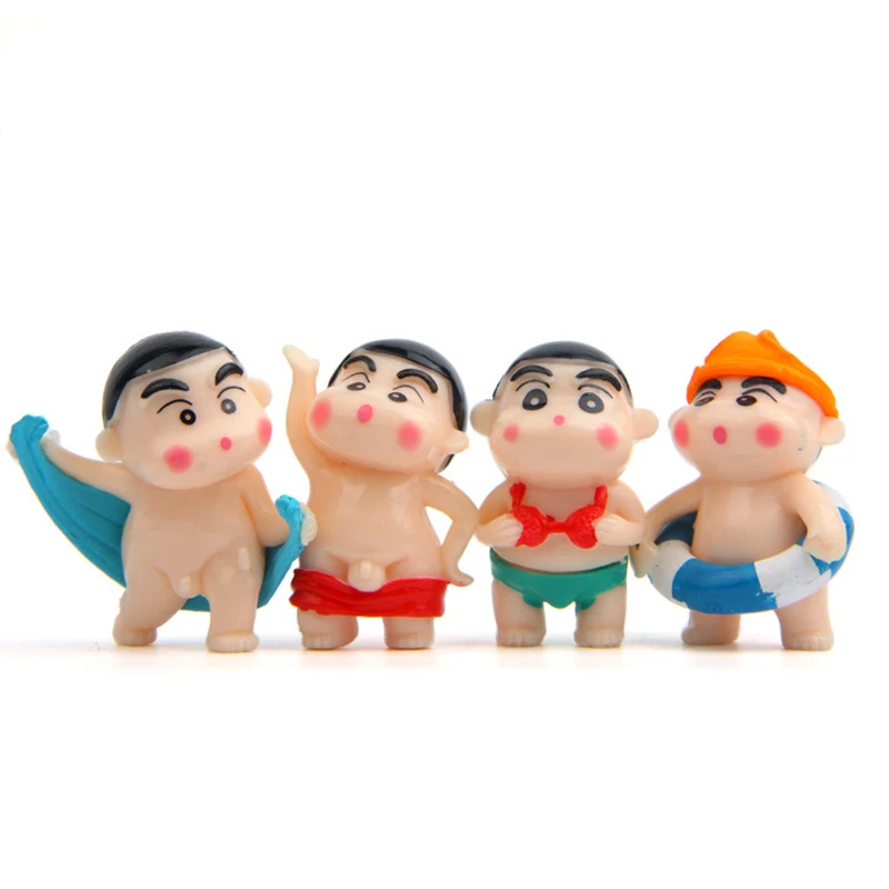 

4pcs/lot DIY Crayon Shin chan Swimming Boy Figure Toy PVC Cute Crayon Shin-Chan Action Figure Doll Collectible Model Toy Gifts