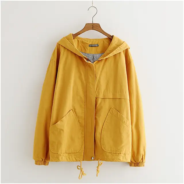 Harajuku Autumn Black Jacket Women Overcoat Korean Big Size Hooded