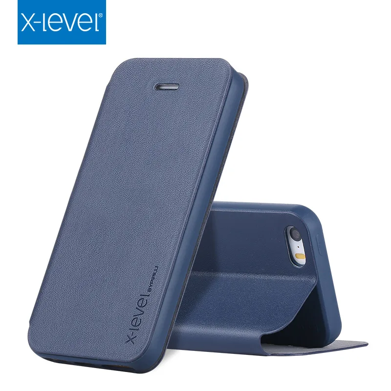 Beste X Niveau Case Voor iphone 5 Leather Luxe Case Business Shockproof Soft Volledige Bescherming Flip Cover Case Voor iphone 5 SE