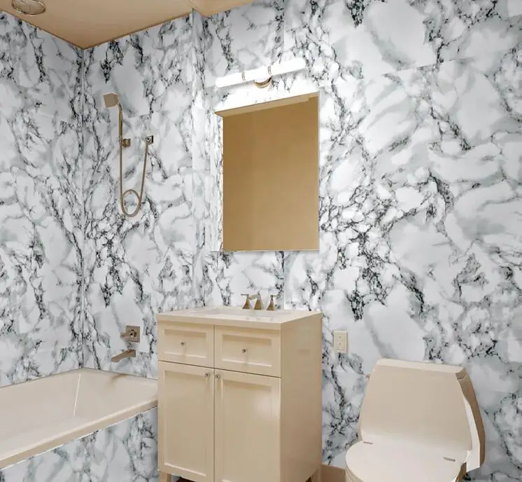Hoge kwaliteit steen behang 3D moderne PVC Imitatie marmer waterdicht behang badkamer muur decor Hoge kwaliteit steen behang 3D moderne PVC Imitatie marmer waterdicht behang badkamer muur decor