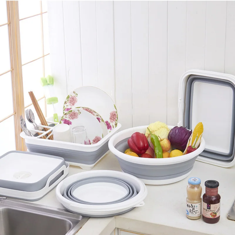 Kitchen Foldable Dish Plate Drying Rack Organizer Plastic Storage Holder Drainer Bowl Tableware Plate Portable Home Shelf