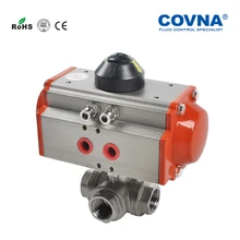 G 3 ''одиночный действующий Пневматический 3 способа шаровой клапан DN80 из нержавеющей стали пружинный возвратный пневматический резьбовой шаровой кран