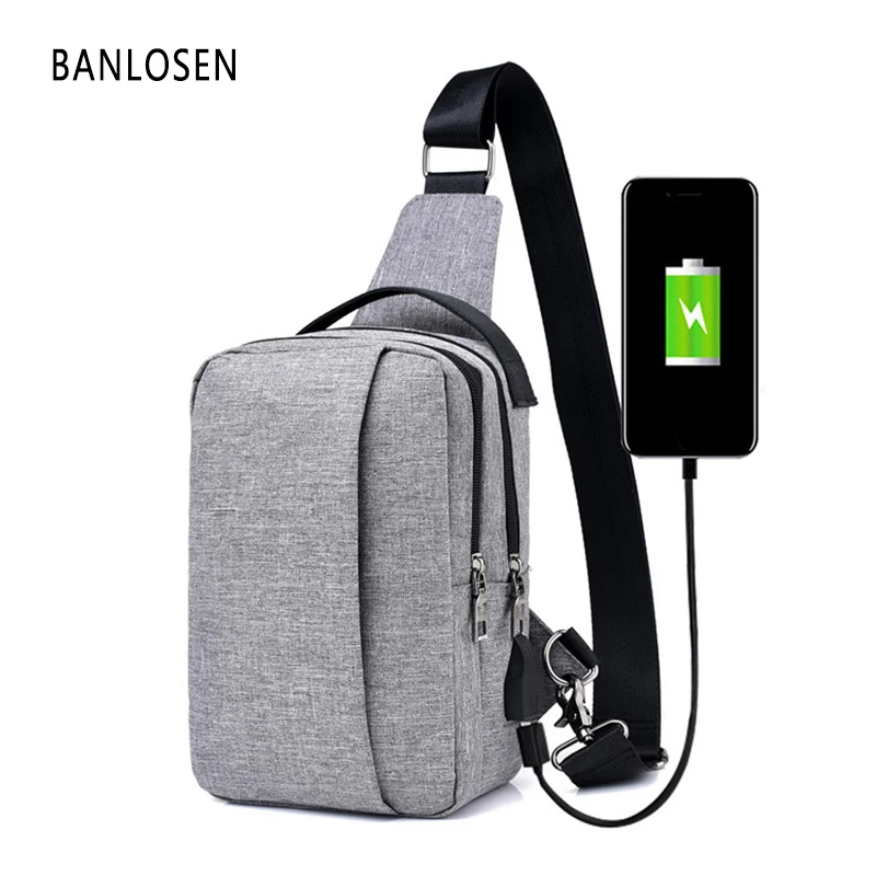 0 : Buy USB Charge Design Men Chest Pack Single Shoulder Strap Back Bag Crossbody ...