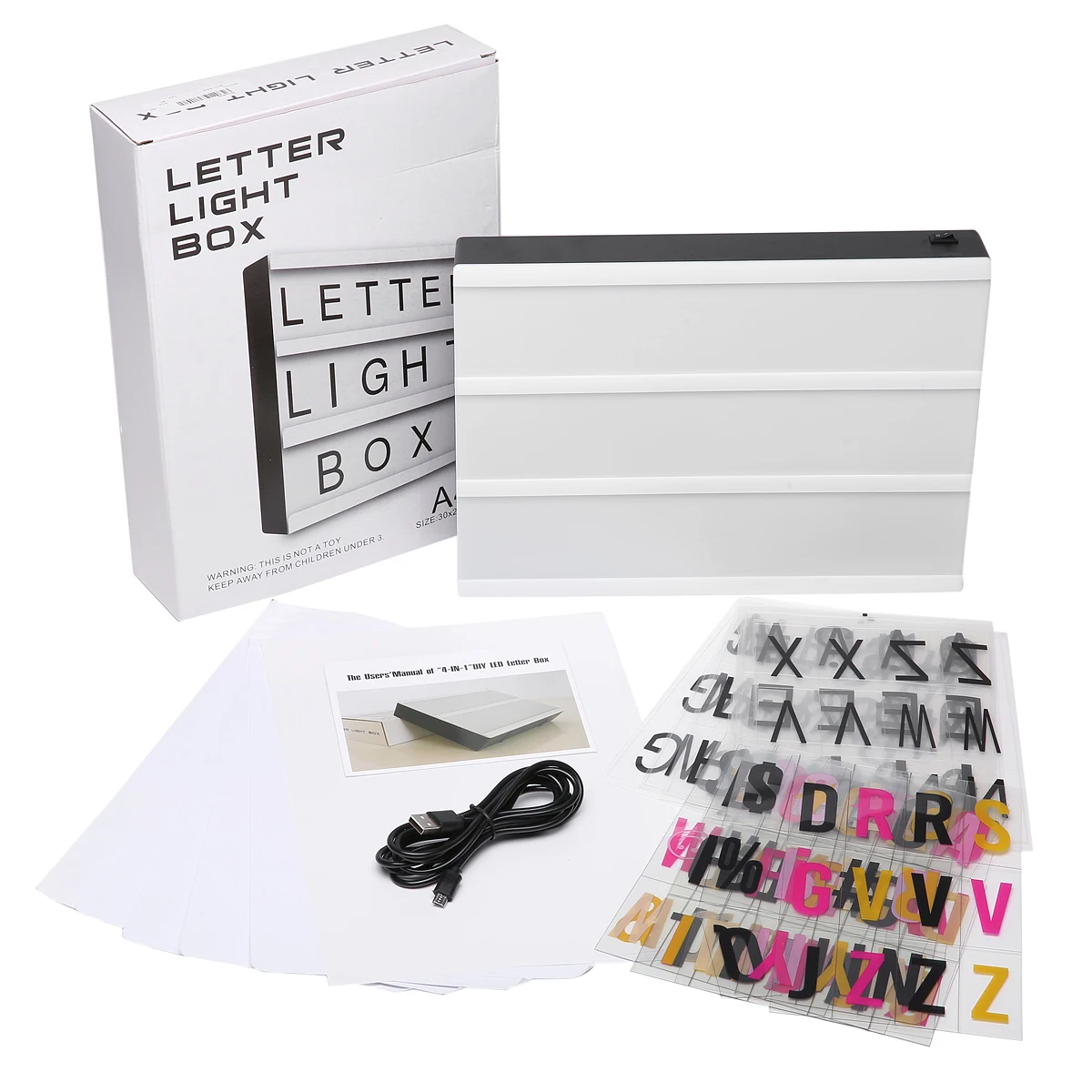 Conjunto de A4 tamaño LED de combinación de caja de luz de la noche la lámpara DIY negro cartas tarjetas de puerto USB alimentado por el cine caja de luz