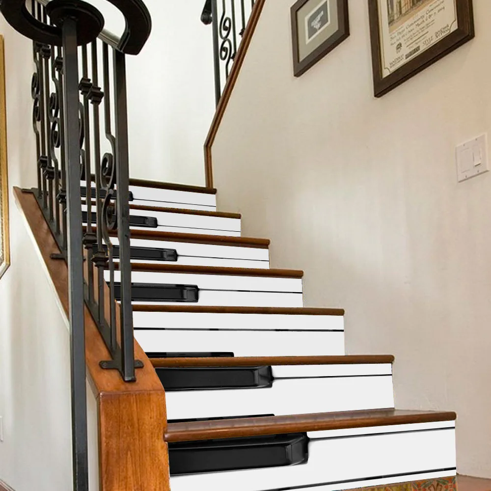 

6pcs/set Piano Keys Pattern Steps Stickers Home Decoration Fall STEPS WALL PVC Self Adhesive Waterproof Wallpaper Stickers
