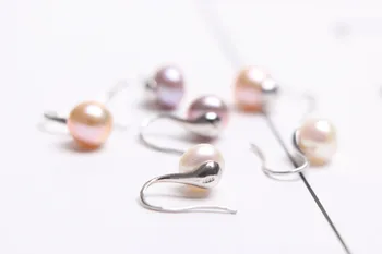

Natural Freshwater 8-9mm Pearl Beads Earrings Jewelry S925 Sterling Silver Hoock For Woman Gifts Drop Shipping