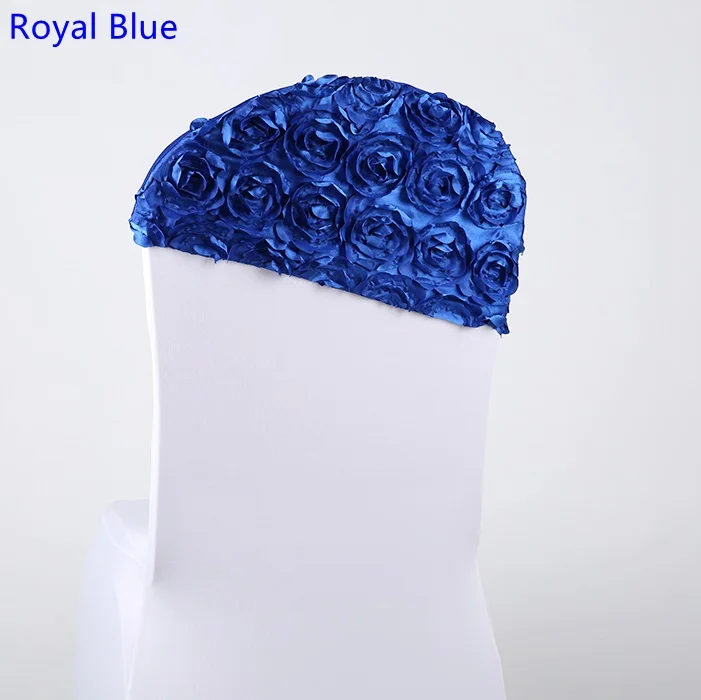 Свадебное кресло створки Вышивка с розами розы лайкра стул декоративные чехлы для стульев капюшон крышки подходят для всех стульев - Цвет: ROYAL BLUE