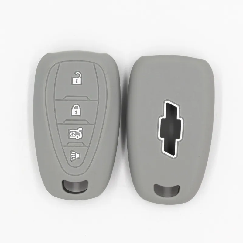 Силиконовый резиновый чехол для ключей автомобиля, защитный чехол для Chevrolet Cruze Malibu XL, 4 кнопки - Название цвета: Серый