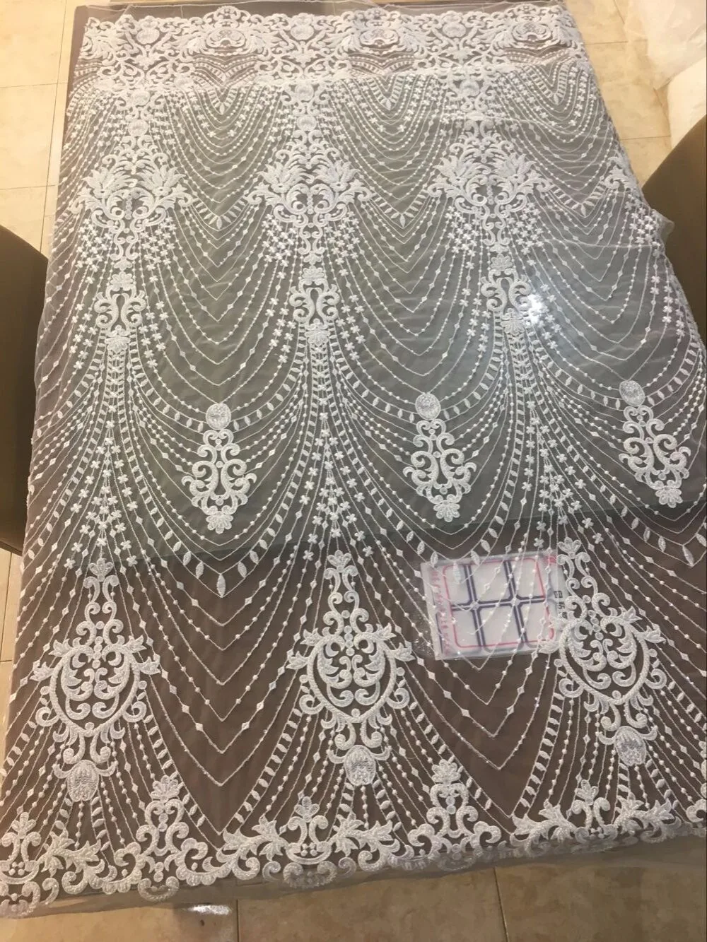 

2017 off white Popular French heavy Beads Lace fabirc Net Lace Cord Embroidery Lace Fabric with Nice for Wedding dress