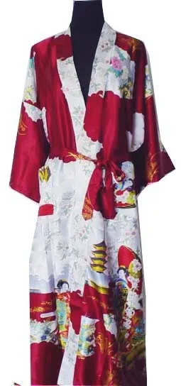 Black Chinese Women's Silk Rayon Robe Kimono Bath Gown Spring Mujer Pijama Nightgown Size S M L XL XXL XXXL Zhs02E