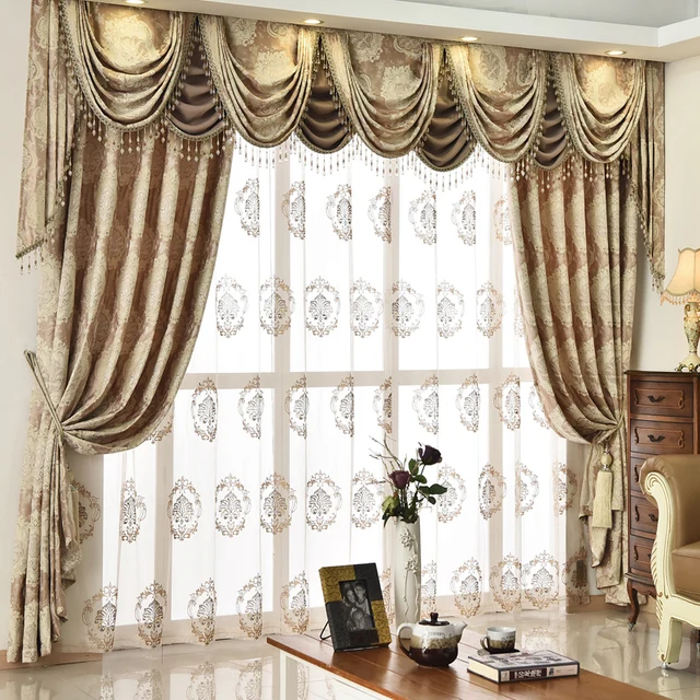 Europese Gouden Koninklijke Luxe Gordijnen Slaapkamer Venster Volant ... Europese Gouden Koninklijke Luxe Gordijnen Slaapkamer Venster Volant ...