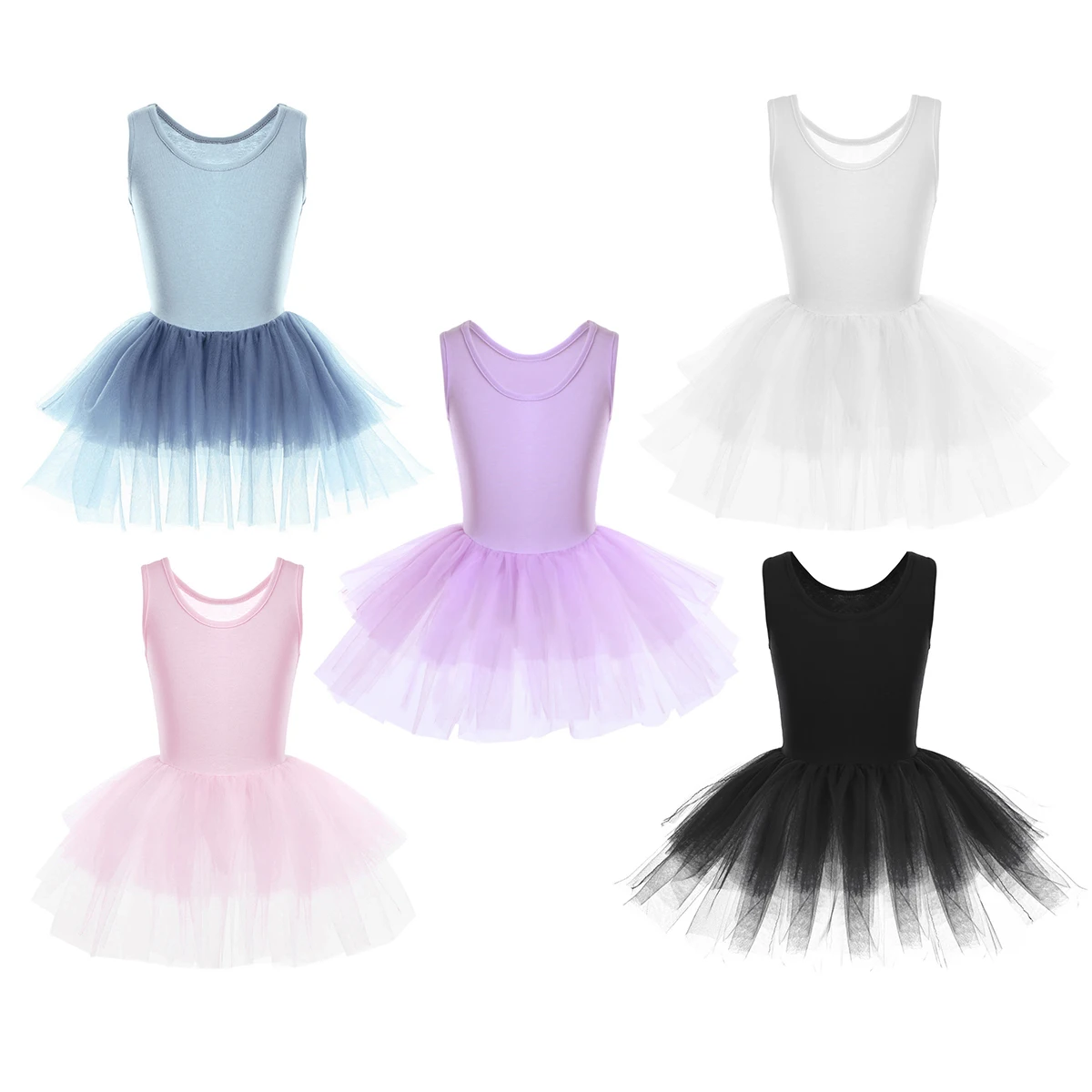 TiaoBug/детское хлопковое многослойное Сетчатое балетное платье-пачка балерина костюм для танцев, гимнастическое трико для девочек, танцевальное трико принцессы