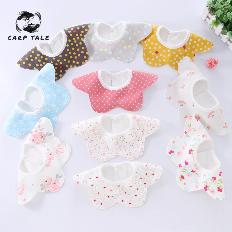 

Cotton Newborn three-layer cotton waterproof bib polka dot baby saliva towel Children bib newborn baby bib 2019 new baby bib