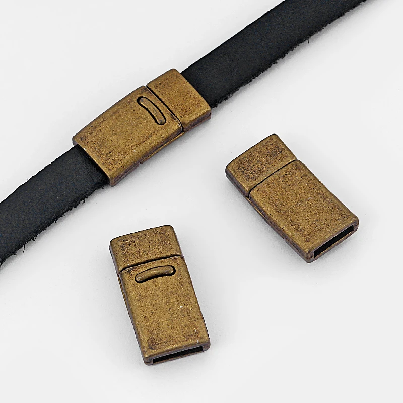 5 Sets Antique Bronze 10x2mm Flat Clasp Jewelry Findings For