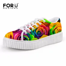 FORUDESIGNS/стильная женская повседневная обувь на платформе с цветочным рисунком Осенние Летние лёгкие туфли на плоской подошве для женщин, женская обувь на толстой подошве