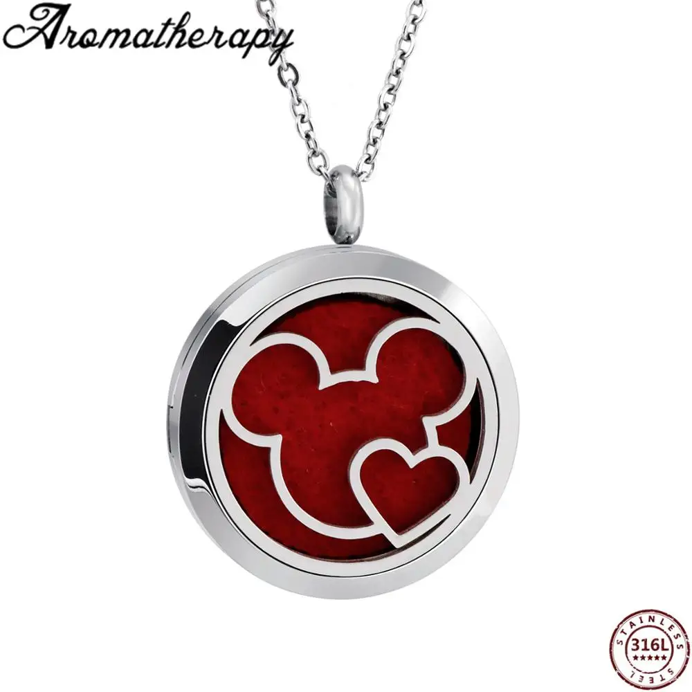 

Stainless Steel Round Perfume Essential Oil Aromatherapy Locket Necklaces Aroma Diffuser Necklace Open Magnetic Locket Pendant