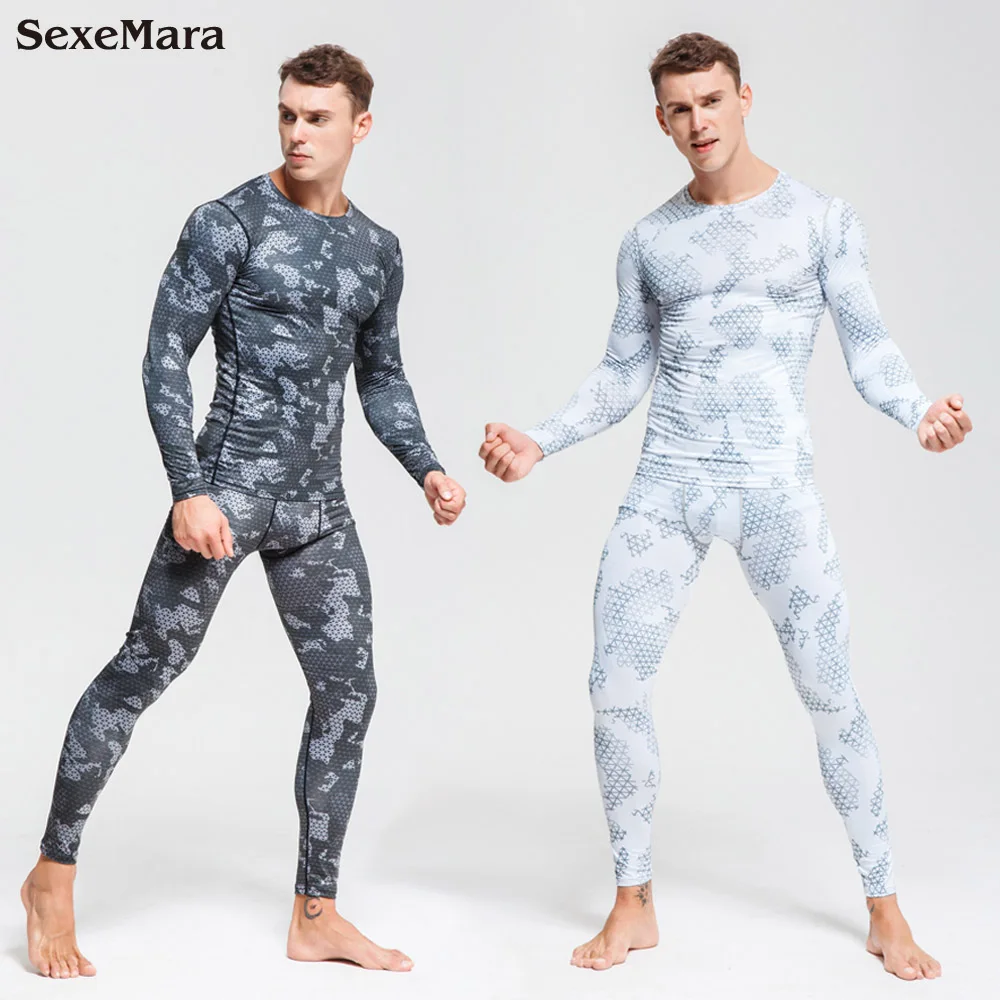 Мужской компрессионный спортивный костюм Rashguard камуфляжные колготки для фитнеса
