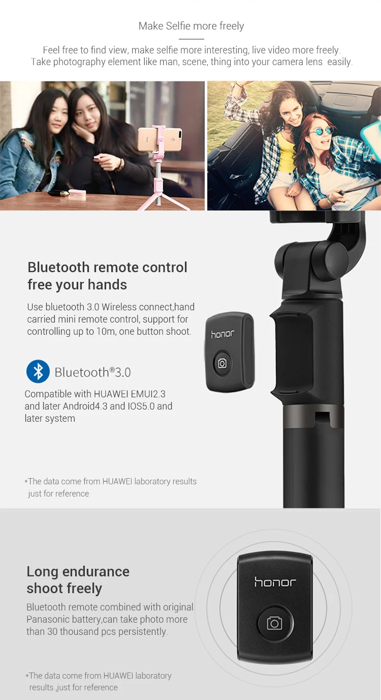 Huawei Honor селфи палка штатив портативный Bluetooth 3,0 монопод для iOS/Android/huawei смартфон
