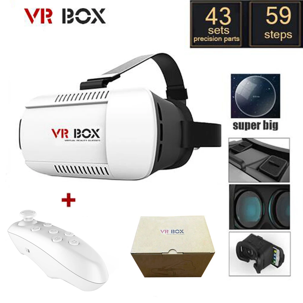 3D VR Google Cardboard VR BOX 1.0 Version Virtual Reality 3D Glasses Headset + Smart Bluetooth