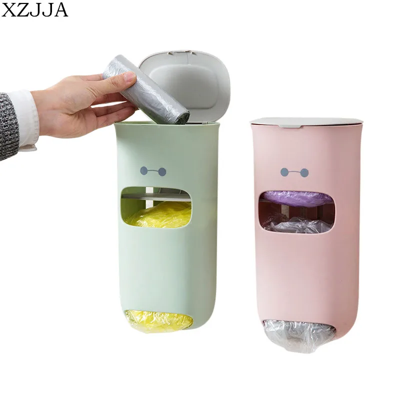

XZJJA Creative Wall-Mounted Garbage Bags Storage Box Kitchen Bathroom Rubbish Bag Organize Sort Plastic Case