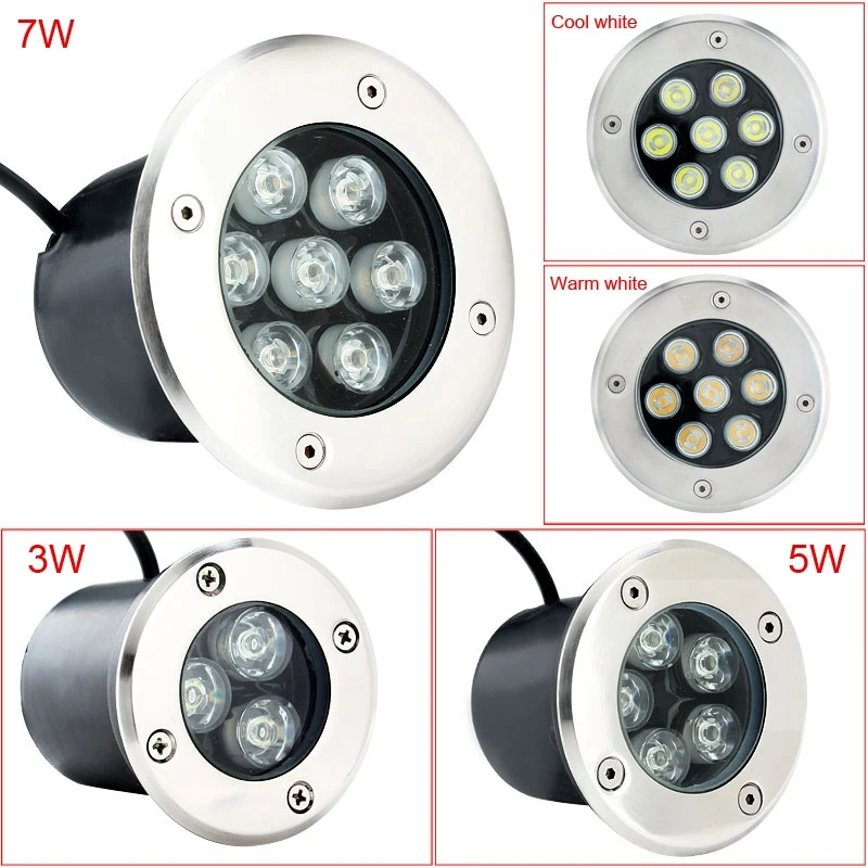 

NEW 3w 5w 7w IP67 Waterproof Outdoor Underground Lamp Garden Landscape Path Floor Yard Buried Light Spotlight 12V/AC 85-265V