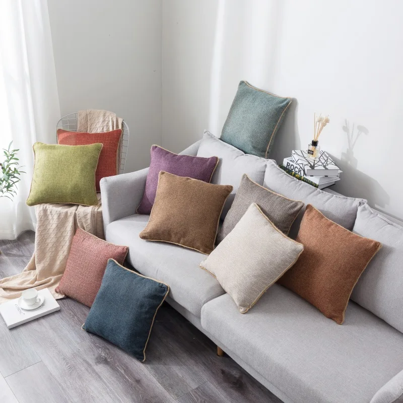 

Cotton Linen Trimmed Tailored Edges Throw Pillow Case Cushion Covers Decorative Pillowcase For Couch Sofa Home Cafe Library New