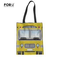 FORUDESIGNS мультфильм автобус Камера Для женщин сумка-шоппер белье дамы девочек корзины покупателя сумки Высокое качество многоразовые Бакалея сумки