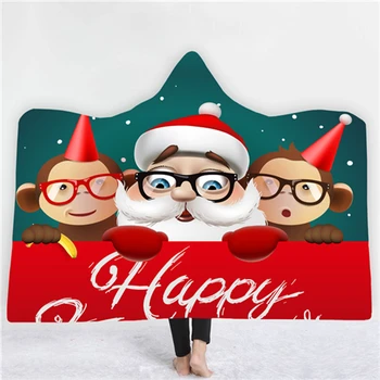 

ZHUO MO 150*200 Christmas gift santa claus elk Throw Blanket Plaids Warmth Soft Plush Sofa Bed Blanket cloak Thick double layer