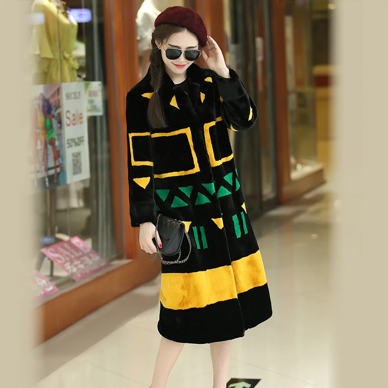 

Women Fashion Patchwork Plus Size Fur Coat N17