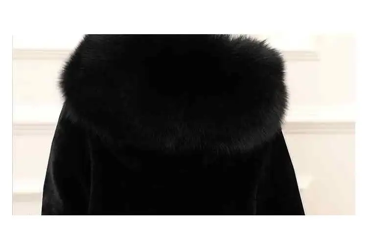 Women Clothes Hooded Large Fur Collar Faux Fur Sheep Shearing Coat Female Long Section Winter Thick Plush Coat Women Coat