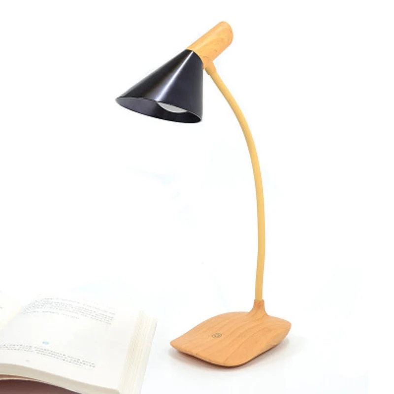 Nordic USB Charging Table Light Wood LED Table Lamp Creative Simple Adjustable Multi-angle Touch Switch Dimmer Reading Led Light (6)