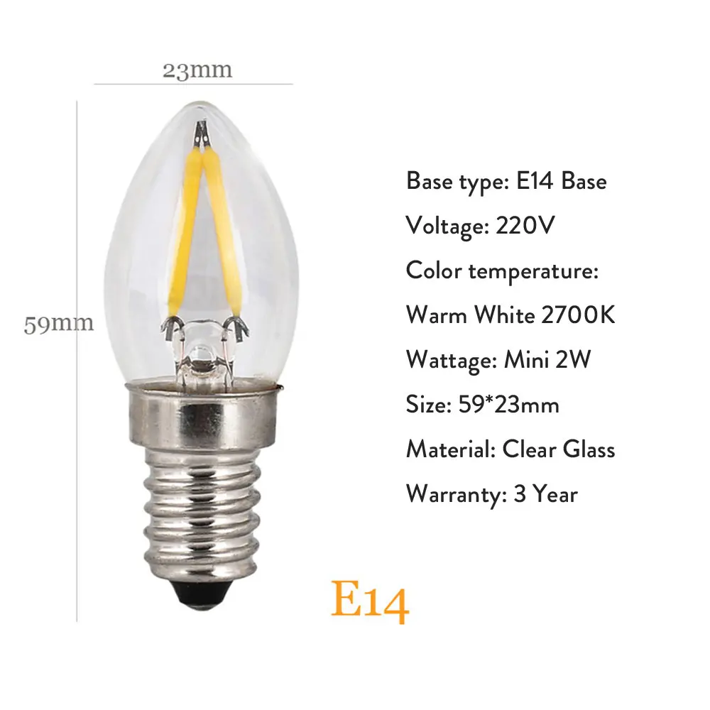 Mini E14 C7 Energy Saving LED Bulbs Warm//Day White Light Replacement Lamps A+