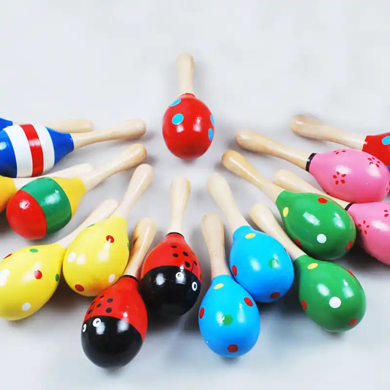 wooden baby maracas rattle