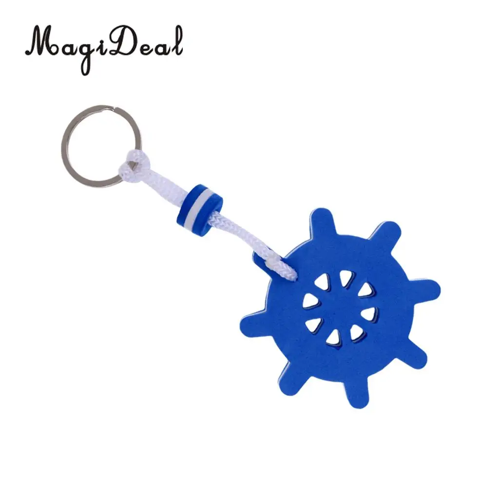 MagiDeal Top Quality 1Pc EVA Yachting Boating Floating Key Chain Key Ring Keyring Rowing Boat Accessory - Ships Rudder Blue 70mm