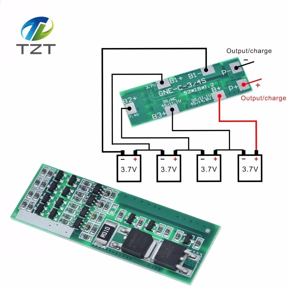 TZT 4S 8A полимерный литий-ионный аккумулятор Защитная плата для 4 последовательных 4 шт 3,7 литий-ионная зарядка защитный модуль BMS